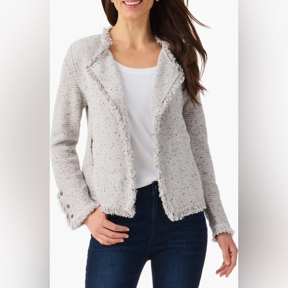 NIC + ZOE Chic Light Gray Tweed Jacket